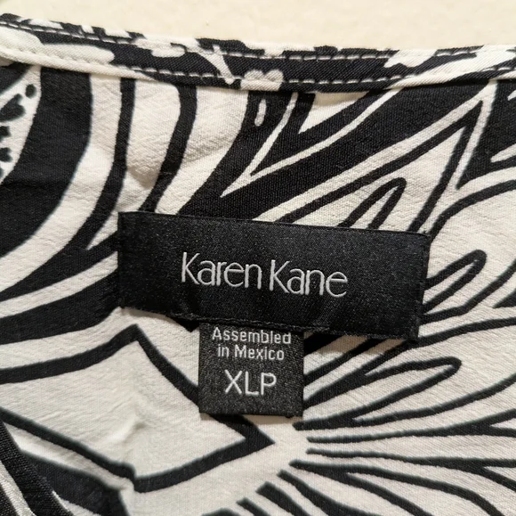 karen Kane Black and White Patterned Blouse Size Xlp - Picture 4 of 6